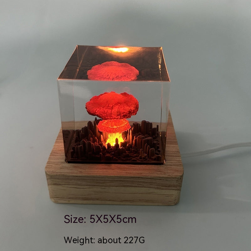 Handmade Resin Atomic Bomb Explosion Mushroom Cloud Small Night Lamp Ornaments