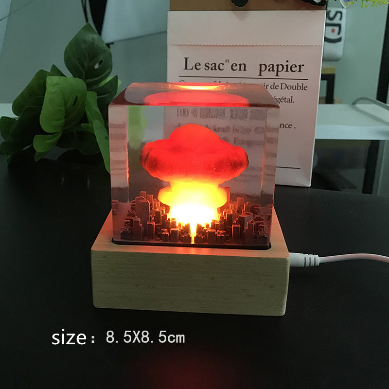 Handmade Resin Atomic Bomb Explosion Mushroom Cloud Small Night Lamp Ornaments